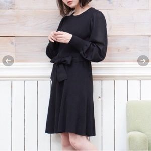 Majestic Legon Tulle-Sleeve Knit Dress Size M Black Japan Kawaii Winter Fall